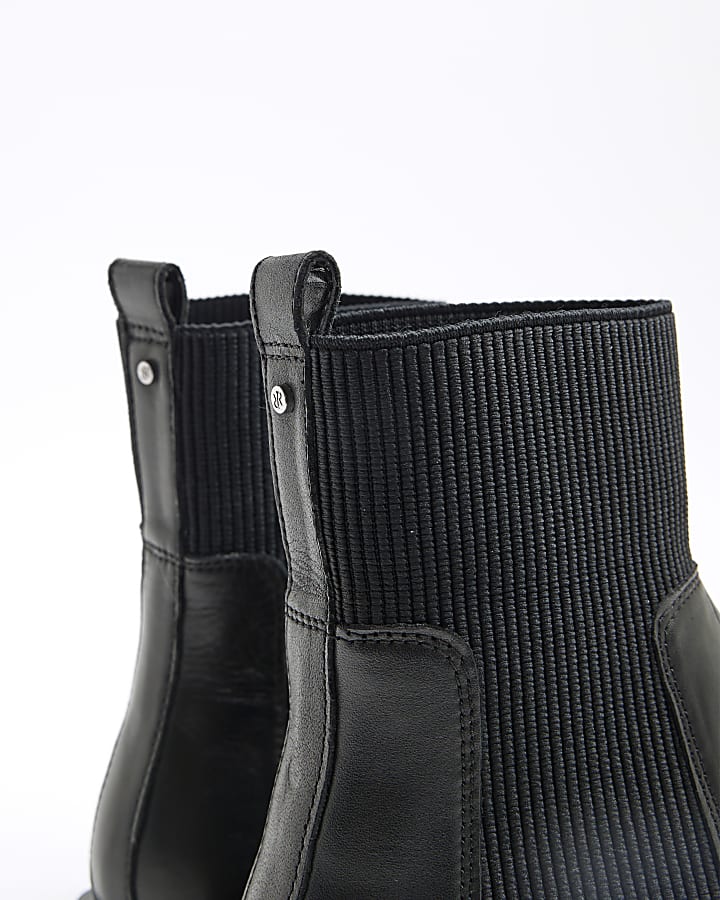 Black Leather Chelsea Ankle Boots