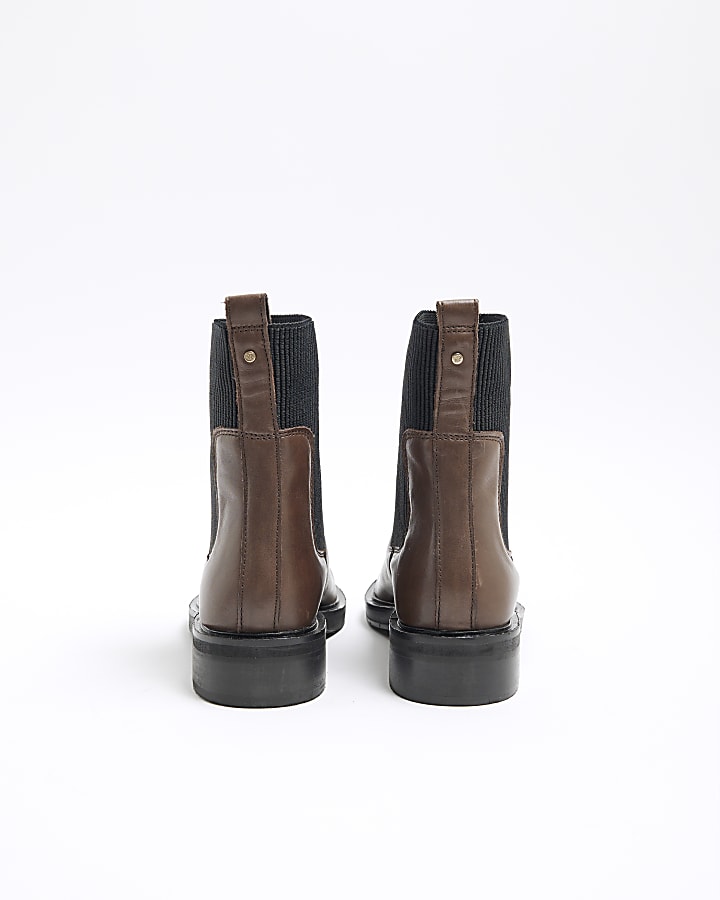 Brown Leather Chelsea Ankle Boots
