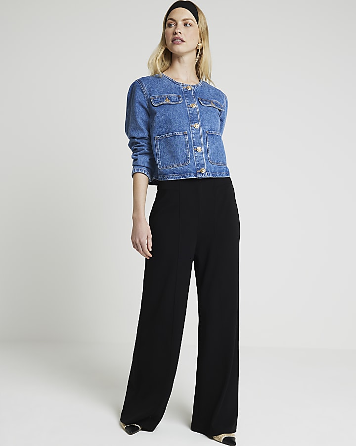 Black wide leg trousers