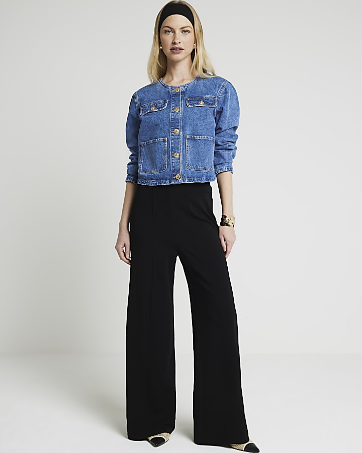 Black wide leg trousers