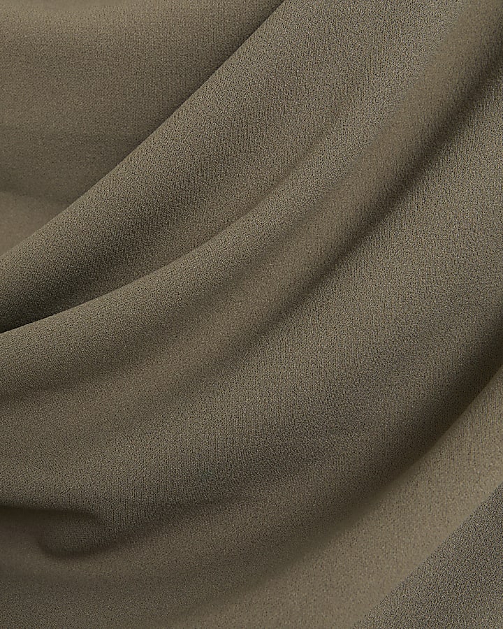 Plus khaki drape blouse
