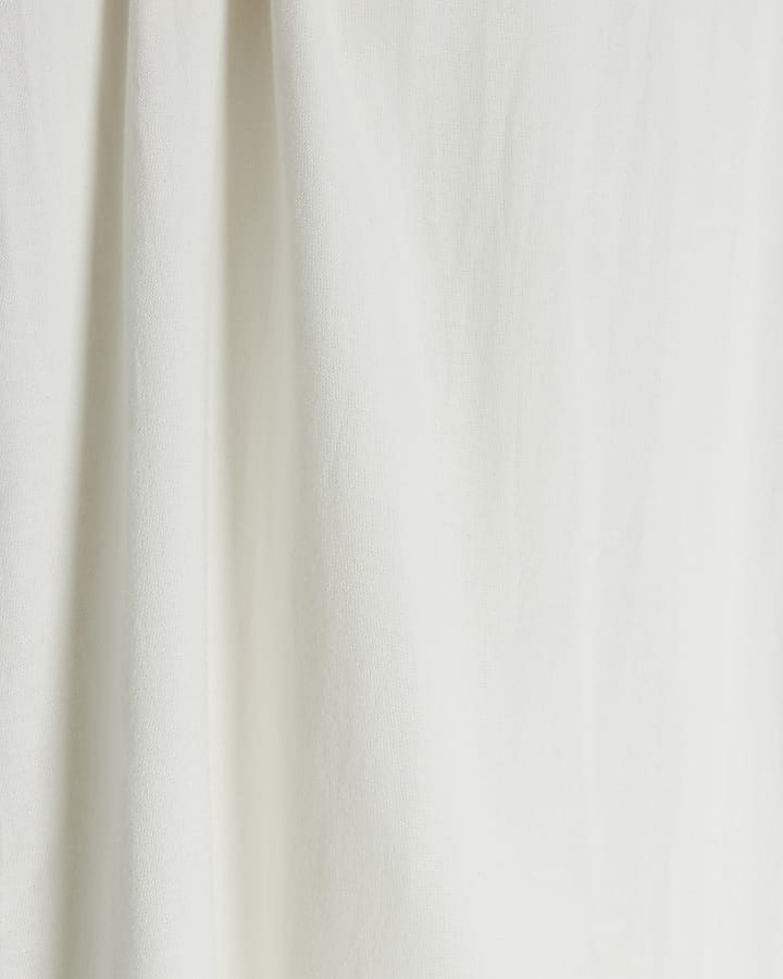 White linen blend maxi skirt