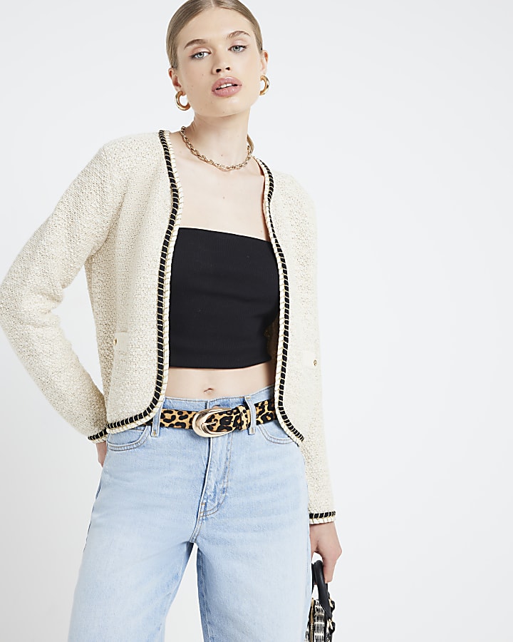 Cream textured cardigan