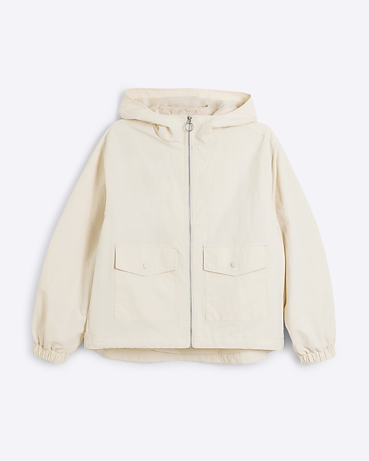 Cream Zip Front Anorak Jacket
