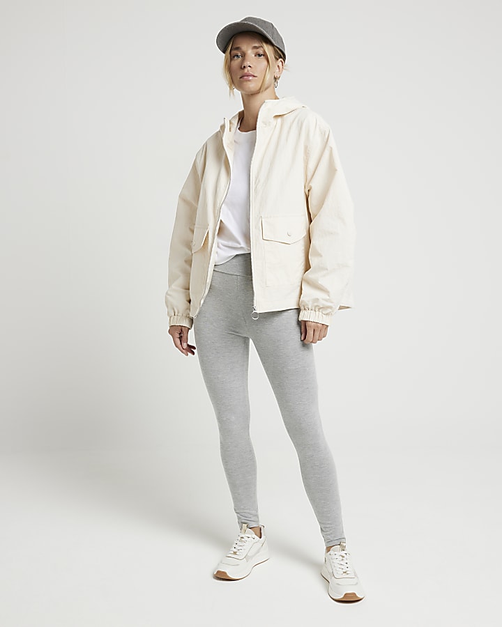 Cream Zip Front Anorak Jacket