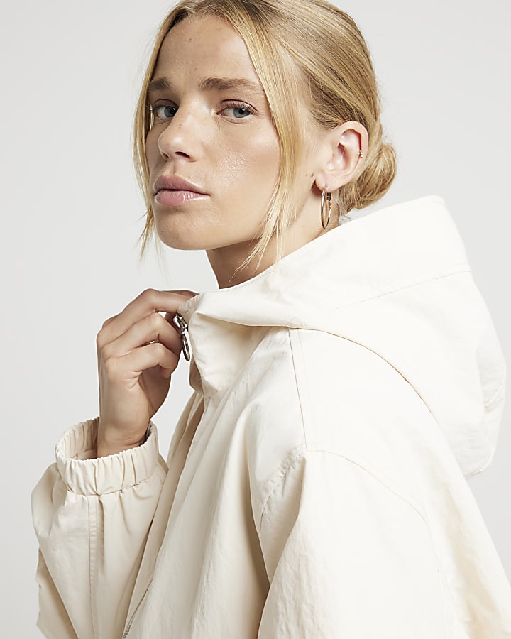 Cream Zip Front Anorak Jacket