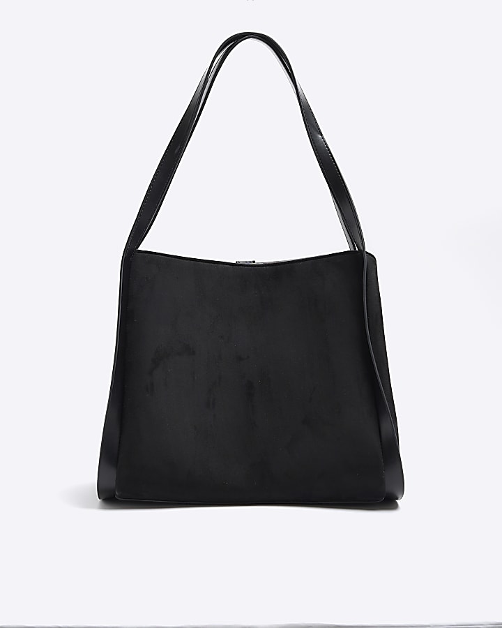 Black plain slouch tote bag