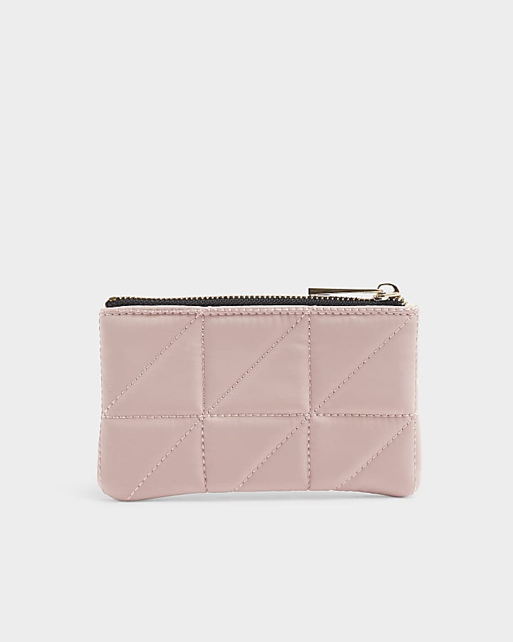 Pink soft quilted pouch purse