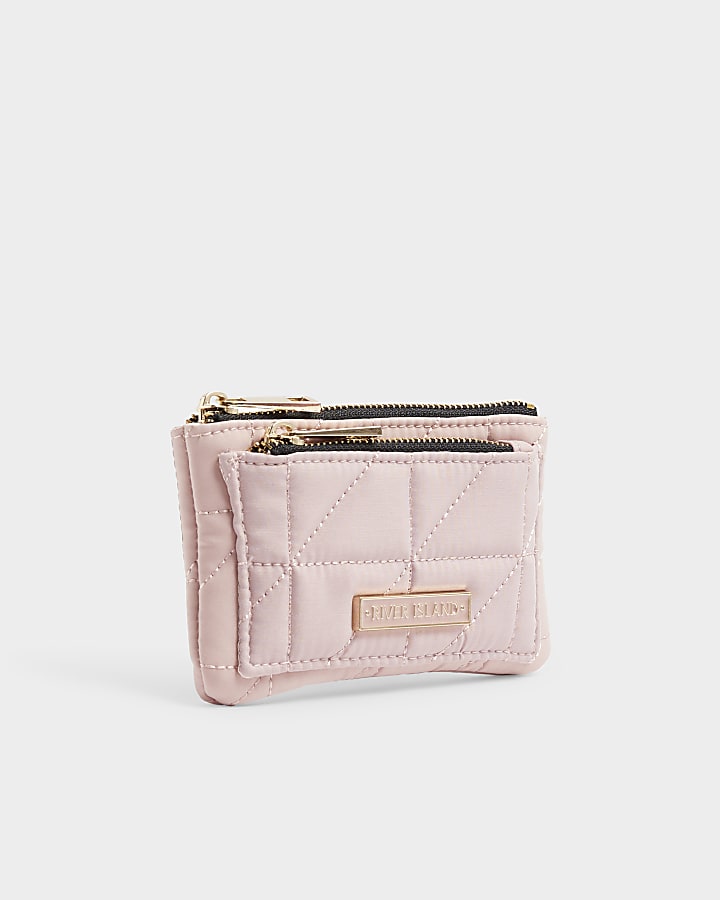 Pink soft quilted pouch purse