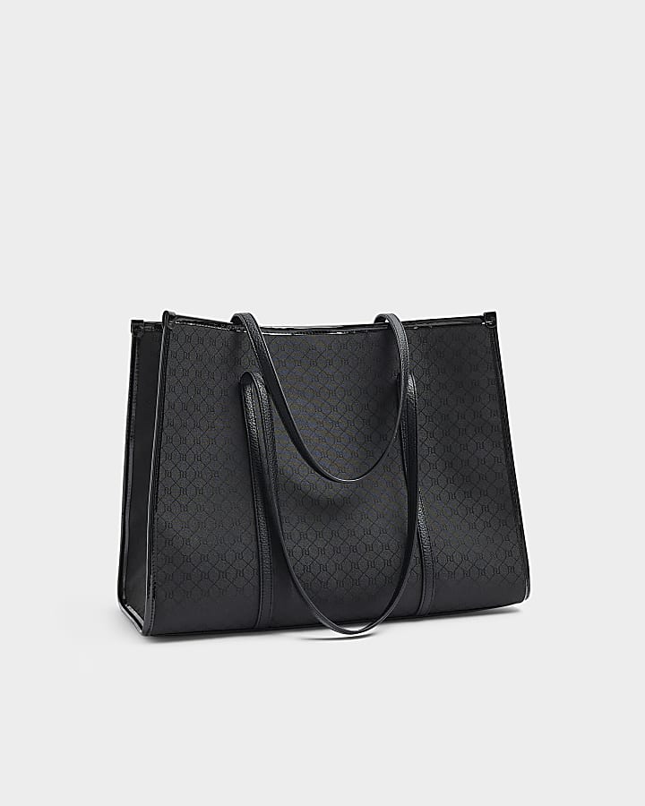 Black Monogram Buckle Shopper Bag