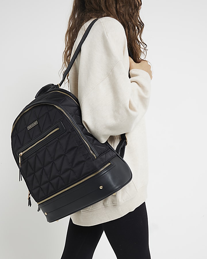 River island black backpack sale