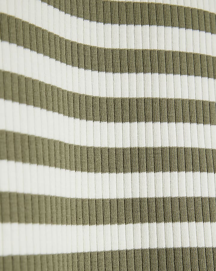 Khaki ribbed stripe tank top