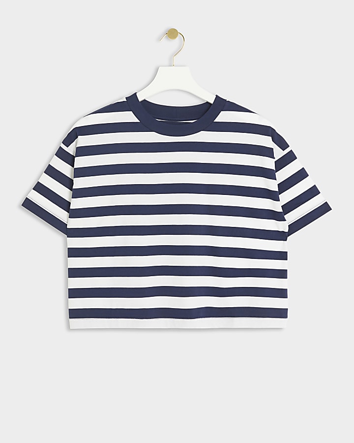 Blue stripe crop t-shirt