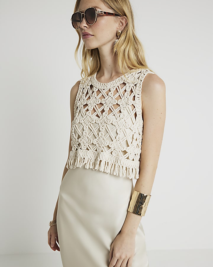 Cream crochet hybrid 2 in 1 dress