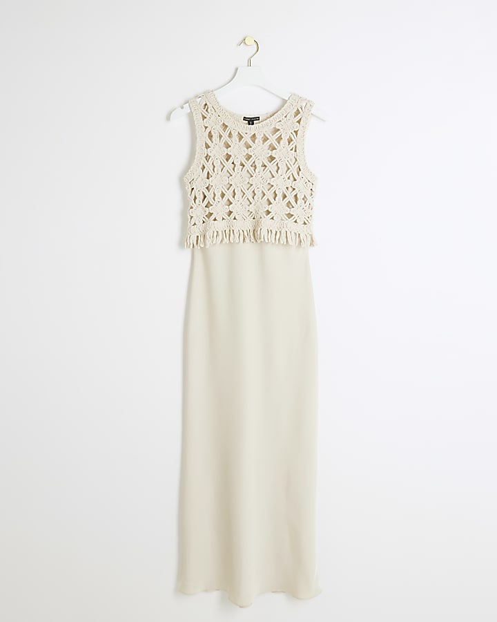 Cream crochet hybrid 2 in 1 dress