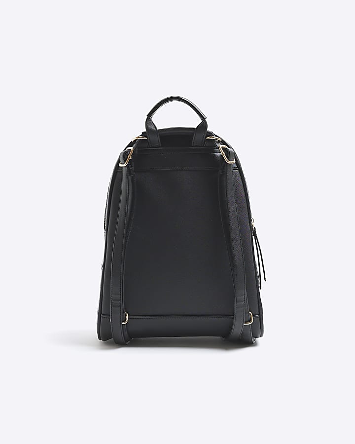 Black patent croc embossed backpack