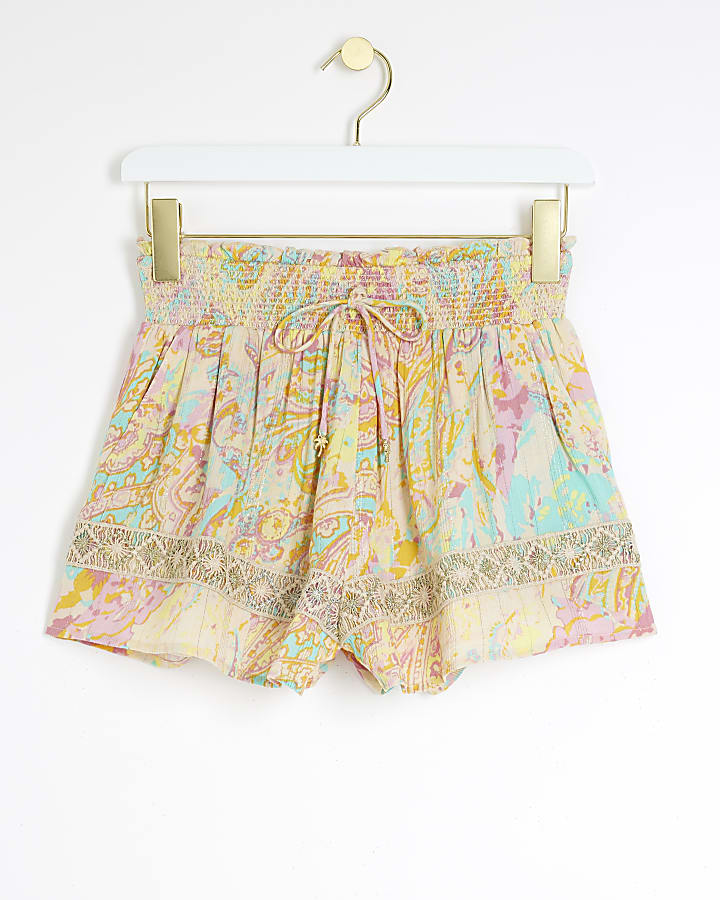 Pink paisley beach shorts