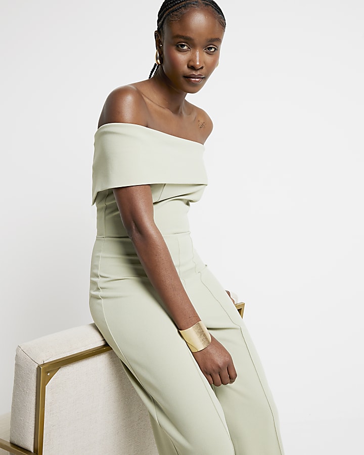 Green Bardot Jumpsuit