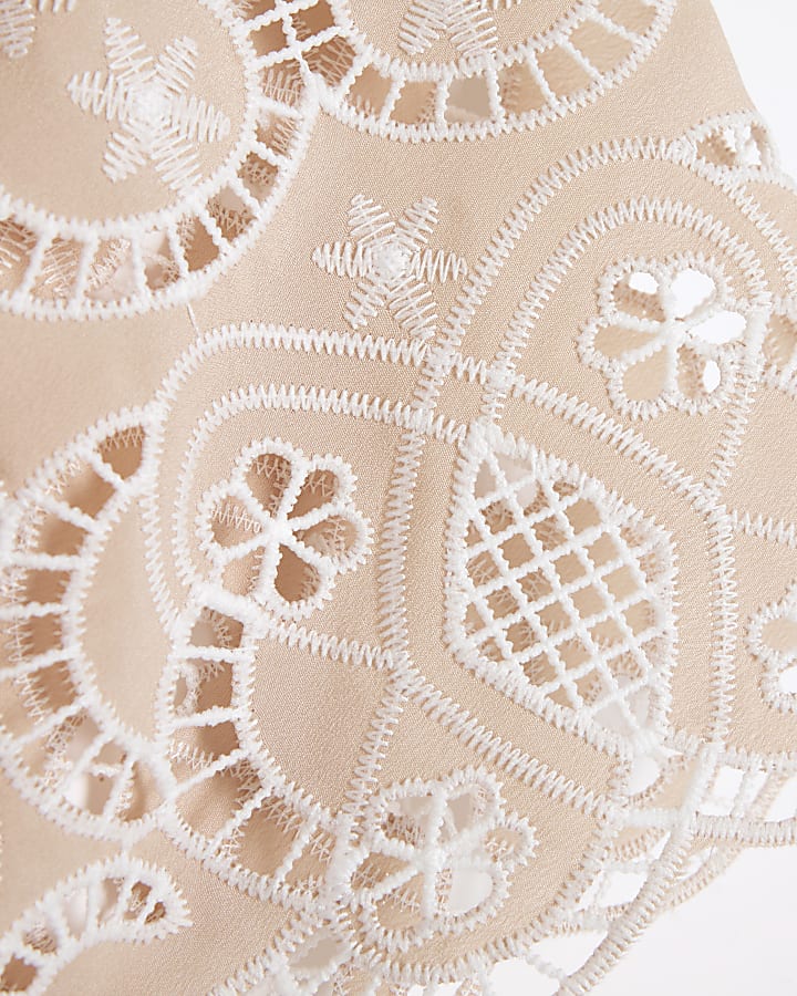 Beige Lace Sleeve T-shirt