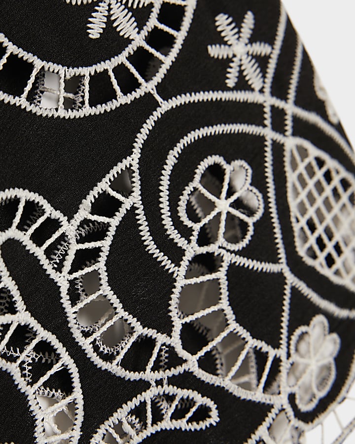 Black broderie detail t-shirt