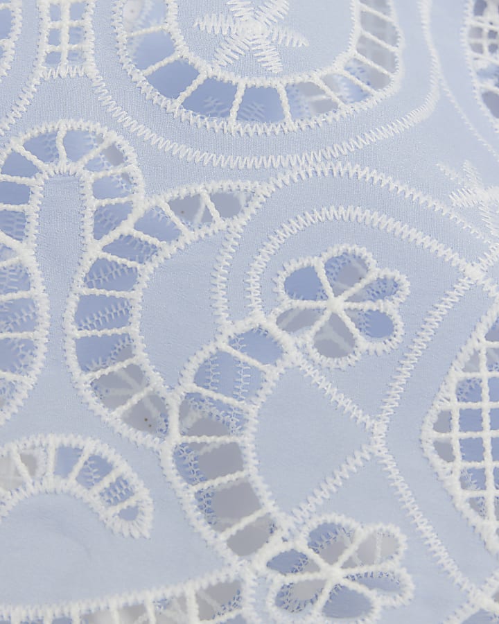 Blue Lace Sleeve T-shirt