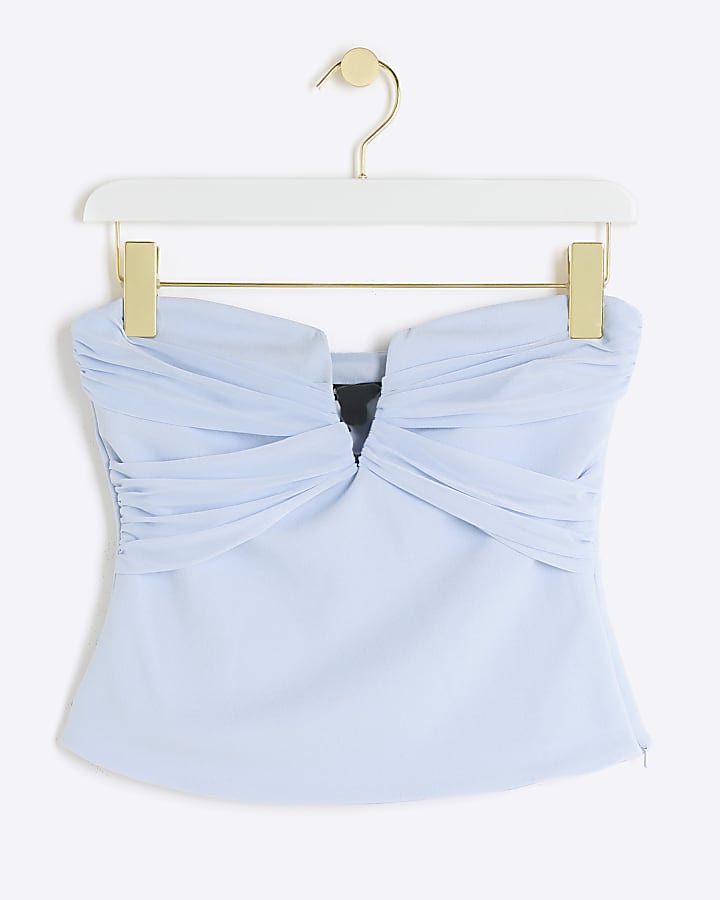 Blue Chiffon Bandeau Top