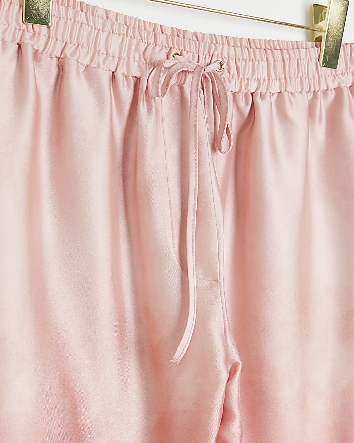 Pink satin ombre wide leg trousers