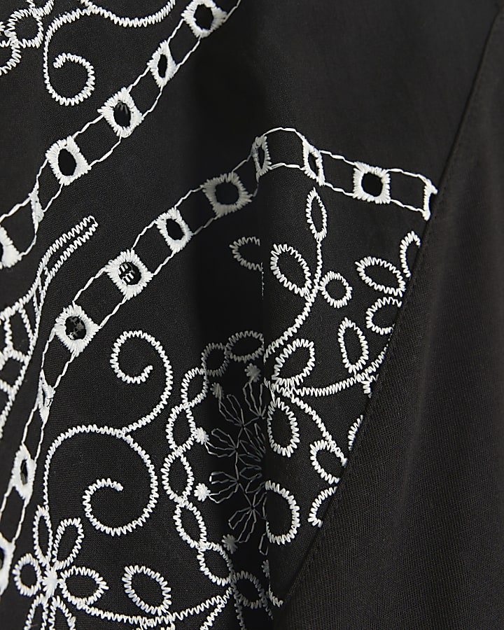 Black broderie sleeve t-shirt