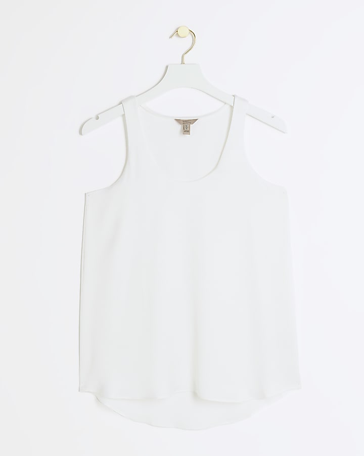 White scoop neck tank top