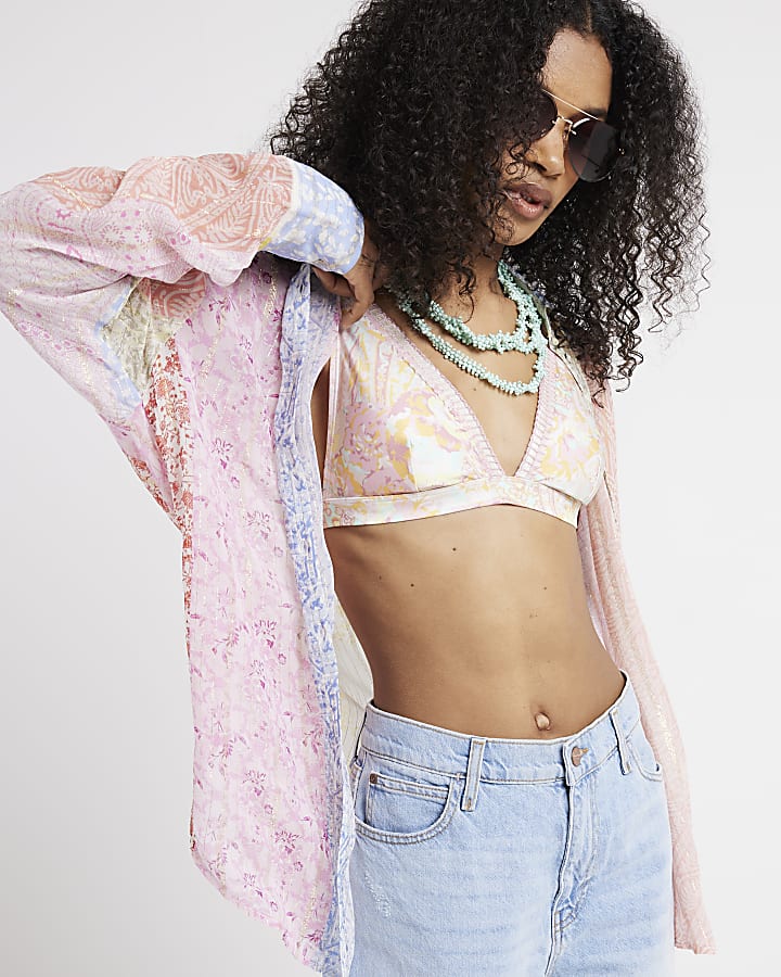 Pink floral print shirt