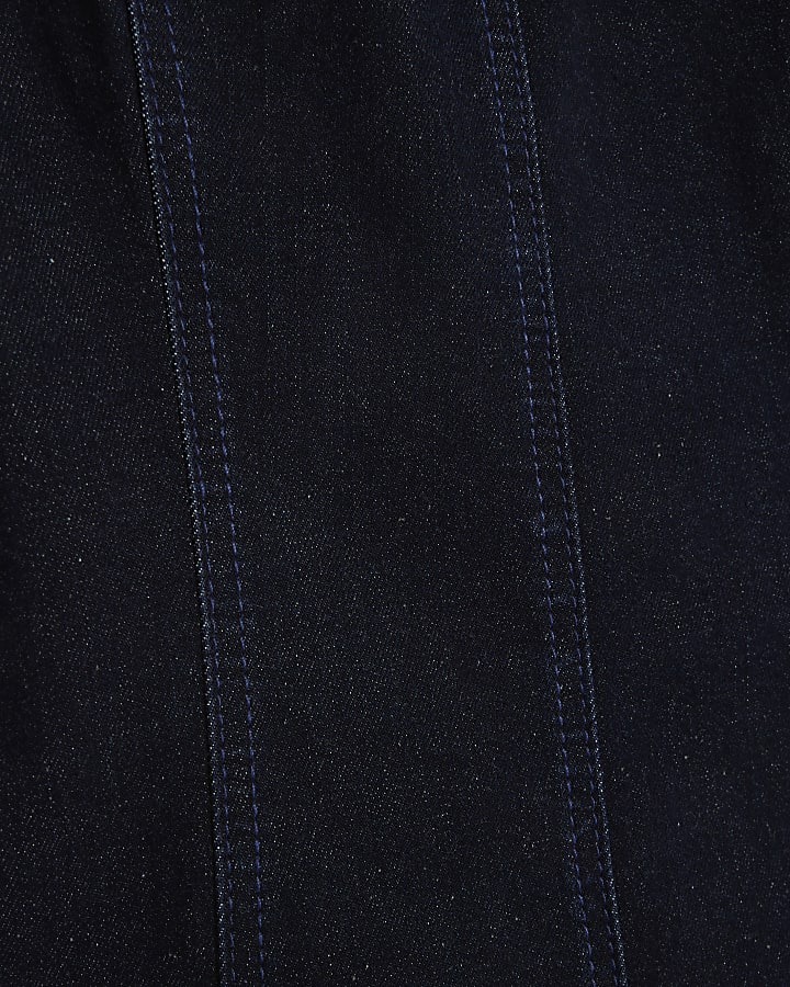 Blue denim square neck bodycon mini dress