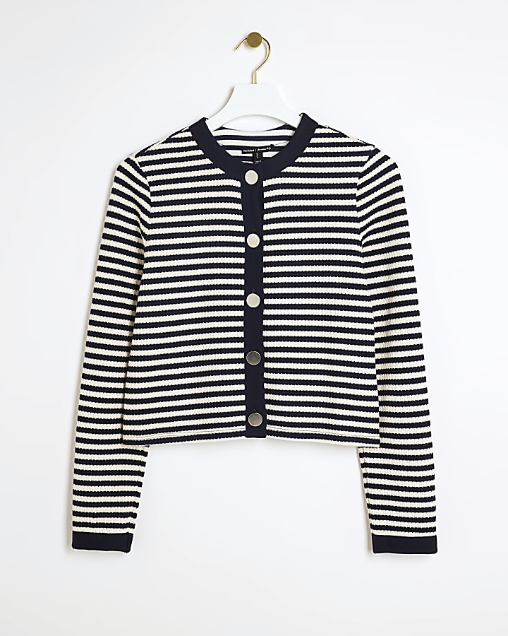 Navy knit stripe cardigan