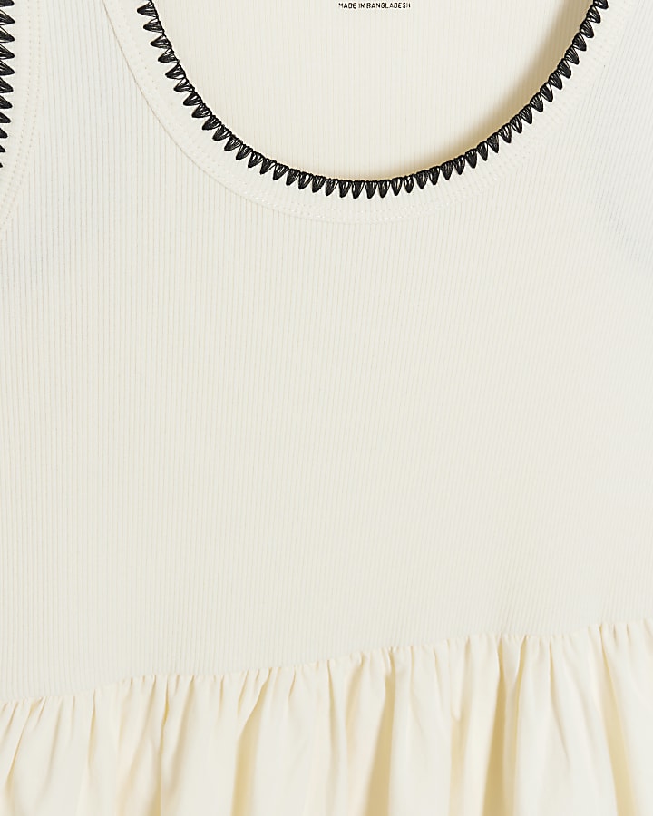 Cream whipstitch skater midi dress