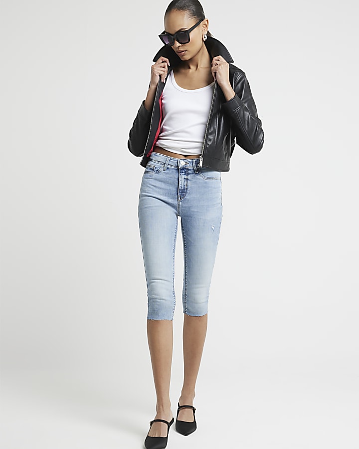 Blue bum sculpt crop Molly skinny jeans