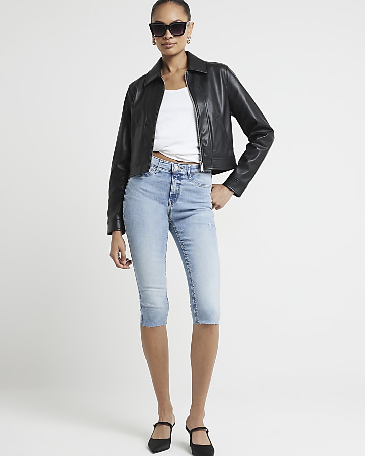 Blue bum sculpt crop Molly skinny jeans