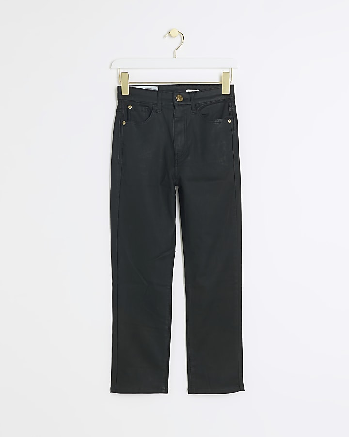 Black Coated Slim Crop Jeans