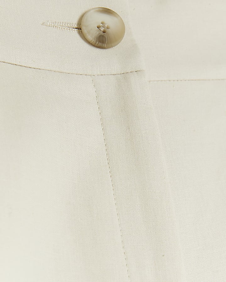 Cream linen blend shorts