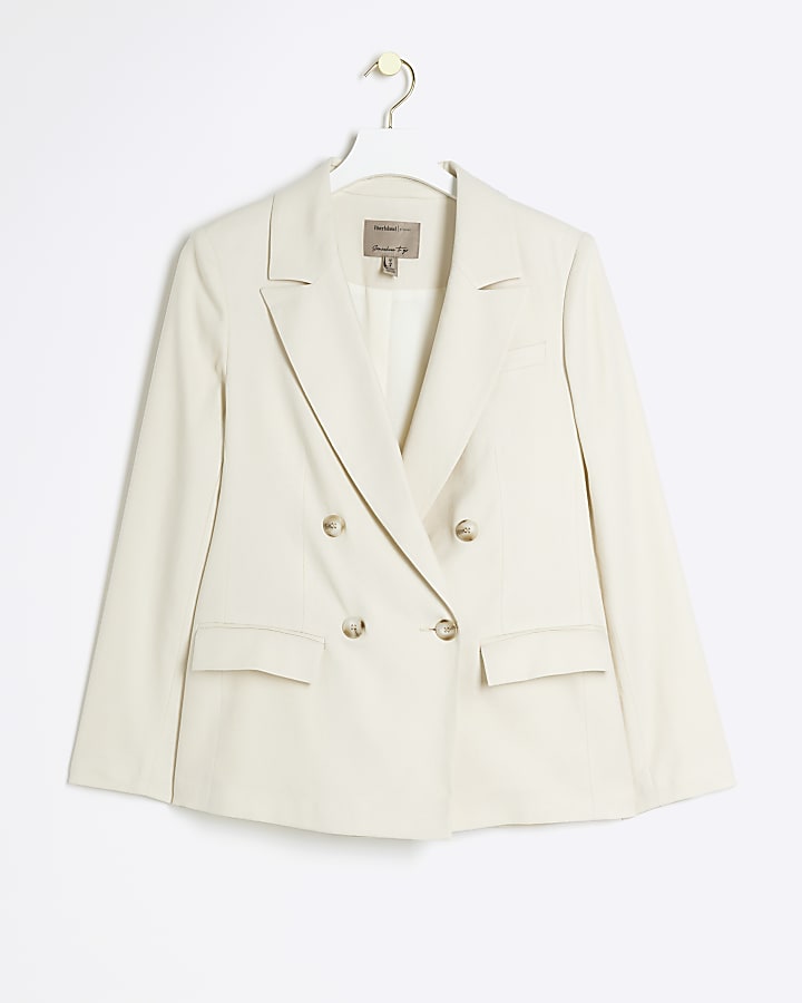 Cream linen blend blazer