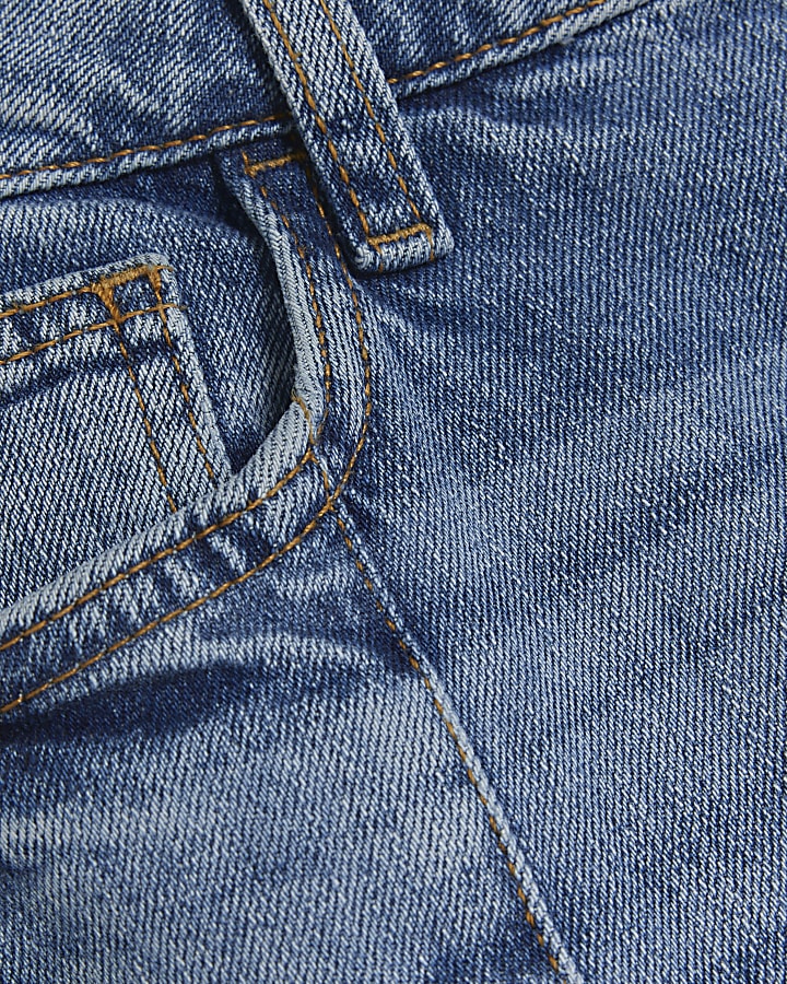 Blue slim straight cropped jeans