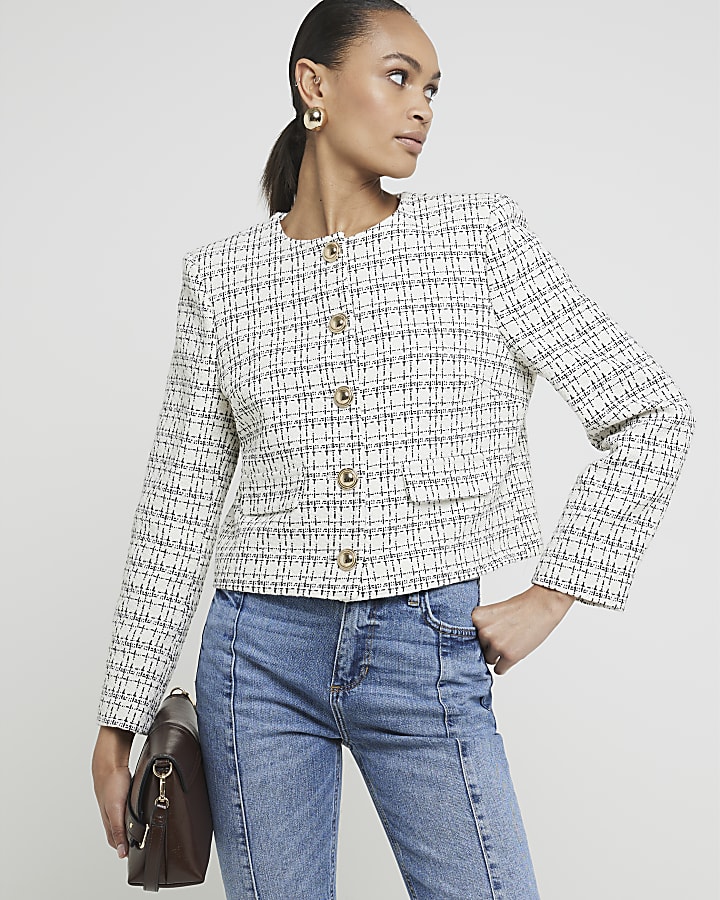 Blue slim straight cropped jeans