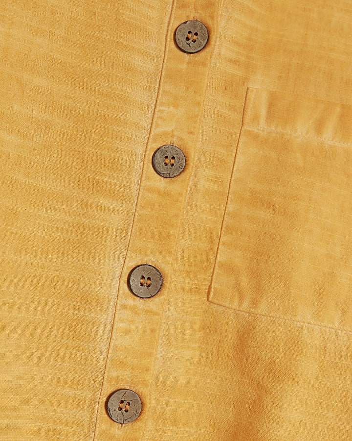 Orange linen blend boxy shirt