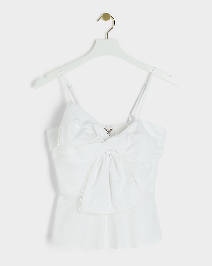 White Bow Peplum Cami top