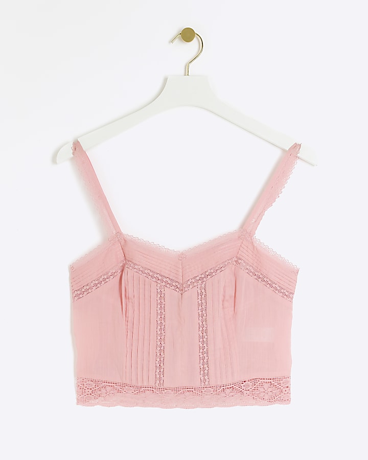 Pink lace detail bralet top