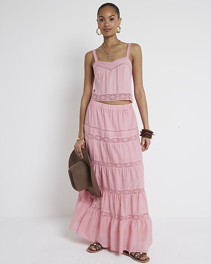 Pink lace detail bralet top