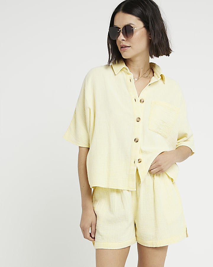 Yellow textured shorts