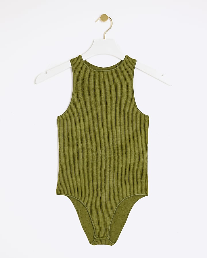 Green Seamless textured bodysuit