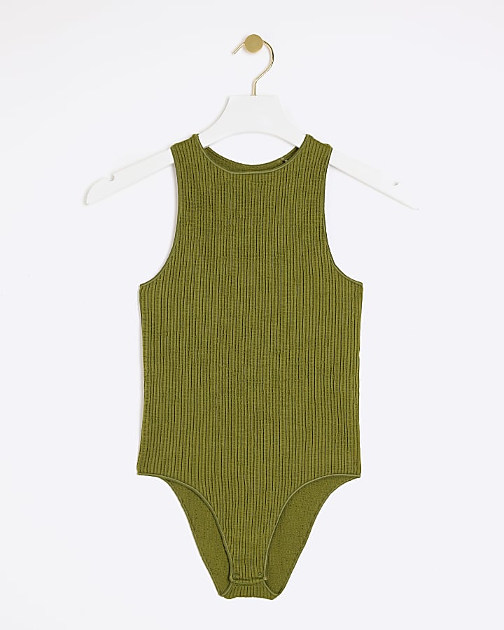 Green Seamless textured bodysuit