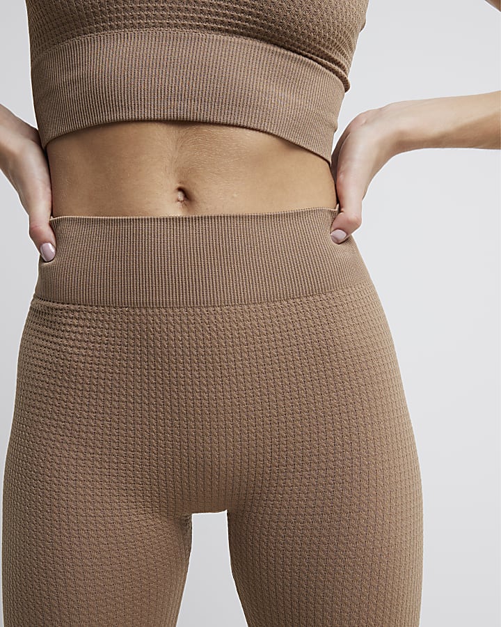 Brown Seamless textured leggings