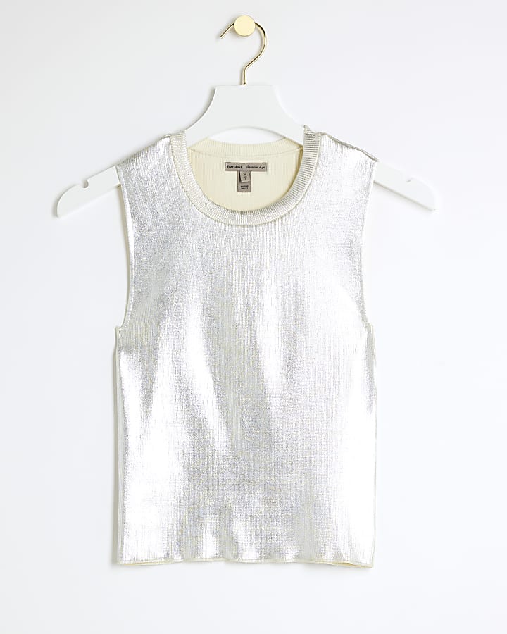 Silver foil vest top