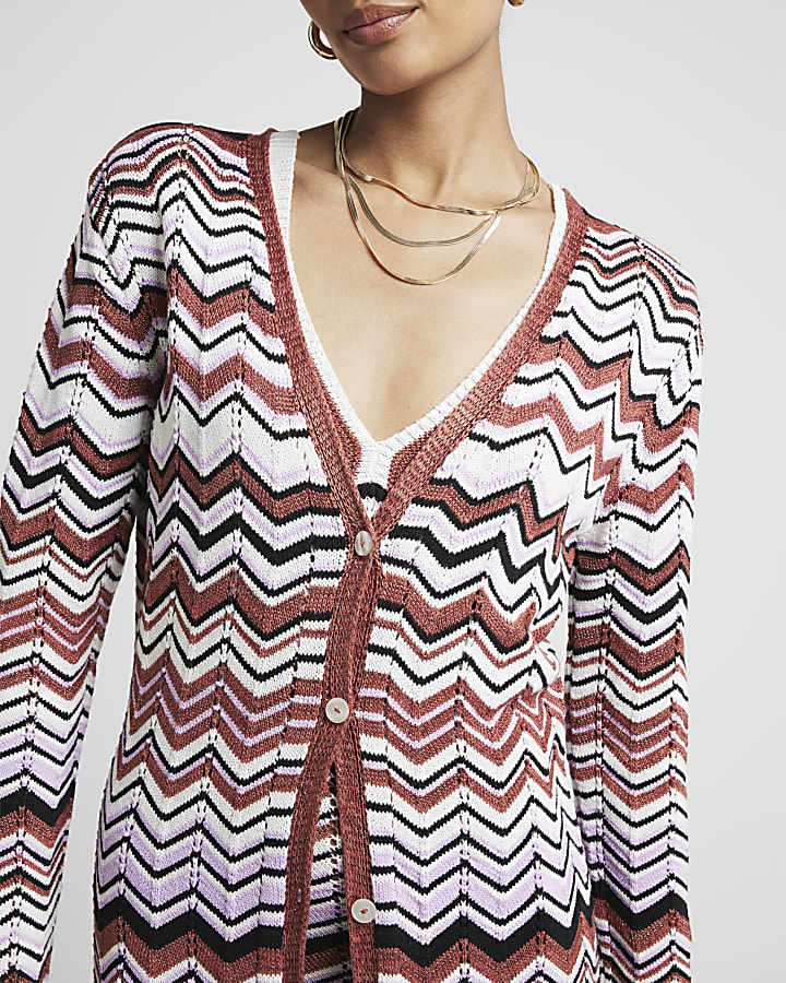 Purple chevron longline cardigan